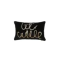 Black decorative throw pillow with cursive text print and pom-pom trim for sofa bed home decor - 30x50cm / Black Tassel Letter