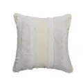 Housse de coussin tuftée bohème beige blanc coton lin taie d'oreiller décorative - 45x45cm (Sans Noyau) / Style Tufté Géométrique (PE20404E-1)