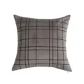 Grey velvet throw pillow cover with modern black grid design for living room sofa decor. - 45*45cm (Without Core) / Gray