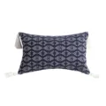 Bohemian woven throw pillow cover with tassels, navy blue geometric couch cushion. - 30x50cm / PE20484-1C