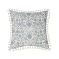 Blue and white printed tufted throw pillow cover with elegant tassels for sofa home decor. - 45*45cm (Without Core) / PE20146P-1
