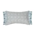 Blauer geometrischer Kissenbezug mit Quasten, Baumwoll-Leinen Kissenhülle für Sofa. - PE20147P-1