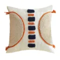 Moroccan tufted throw pillow cover with geometric pattern and tassels for sofa decor - 45x45cm / Blue Orange Alternating (PE20275E-1)