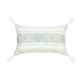 Moroccan knitted lumbar pillow cover with geometric pattern and white corner tassels for sofa. - 30*50cm (Without Core) / Grey Green