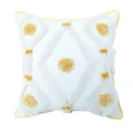 Moroccan style geometric tufted throw pillow with yellow pom poms and cozy home cushion decor. - 45x45cm / Yellow Pom Pom Tufted