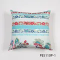 Nordic style decorative throw pillow cover featuring vibrant floral print and stripes for sofa. - 45x45cm / PE5110P-1