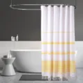 Modern striped shower curtain with fringe white and yellow fabric bathroom decor item - 182*182cm / Yellow Stripe