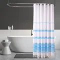 Modern white shower curtain with blue stripes and fringe for bathroom decor variant - 182*182cm / Blue Stripe