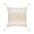Moroccan geometric knit throw pillow cover with corner tassels, minimalist sofa cushion case. - 45*45cm (Without Core) / Beige and Light Brown