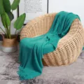Nordic Solid Color Knitted Fringe Throw Blanket, Turquoise Sofa Air Conditioning Blanket - Turquoise Green