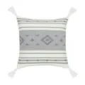 Moroccan minimalist knit geometric throw pillow cover with white corner tassels for sofa home decor. - 45*45cm (Without Core) / Grey and Off-White