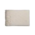 Manta de punto con patrón de rombos y flecos, manta acogedora para sofá y sala de estar. - Beige