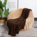 Nordic solid color knitted throw blanket with tassels soft cozy blanket for sofa home decor - Dark Brown