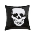 Federa per cuscino con paillettes teschio nero bianco, cuscino decorativo Halloween. - 45x45cm (Senza Anima) / PE8111E-2