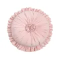 Pink Round Velvet Ruffled Throw Pillow, Cute Decorative Cushion with Flower Center for Sofa - Round 43*43cm (With Insert) / Pink