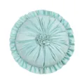 European style round velvet throw pillow with ruffles and flower button for sofa bed decor. - Round 43*43cm (With Insert) / Light Aqua