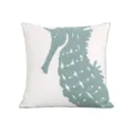 Cotton square throw pillow featuring a stylish blue green seahorse embroidery design. - Seahorse (PE5439E-1)
