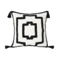 Black and white geometric tufted throw pillow cover with corner tassels, modern minimalist style. - 45*45cm (Without Core) / PE21006E-1(B2)