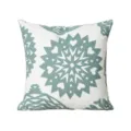 Minimalist cotton embroidered throw pillow with blue geometric pattern for sofa and car decoration. - Mandala Heart (PE5388E-1)