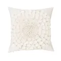 White 3D flower throw pillow cover, elegant handmade sunflower daisy decorative cushion - 45x45cm / PE22107H-1 Off-White