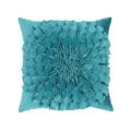 Funda de cojín flor 3D turquesa lujo estética funda de almohada decorativa para sofá salón - 45x45cm (Sin Núcleo) / Azul Turquesa