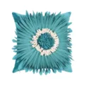 Teal blue 3D flower throw pillow cover, modern luxury decorative cushion case for sofa home decor. - 45x45cm (Without Core) / PE22135H-3 Square Pillow