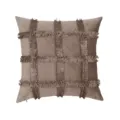 Modern taupe throw pillow cover with grid fringe design, perfect for sofa and living room decor. - 45x45cm / PE22108H-1 Taupe