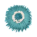 Modern luxury round throw pillow cover with 3D flower fringe design for home decor sofa. - Round 45x45cm (Without Core) / Teal Round