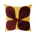Yellow velvet throw pillow cover with modern 3D red flower design for sofa home decor. - 45x45cm (Without Core) / Yellow and Red Floral Style
