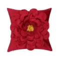 Modern 3D flower throw pillow cover red velvet cushion case minimalist home decor soft furnish - 45x45cm / PE22115H-1 Red