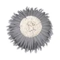 Grey and cream round throw pillow cover, modern decorative 3D floral fringe cushion case. - PE22136H-7