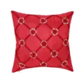 Red 3D floral decorative pillow cover modern minimalist diamond ribbon stitched sofa cushion case - 45x45cm (Without Core) / Red Diamond Grid Floral Style