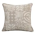 Modern farmhouse throw pillow cover with abstract geometric botanical print and brown piping. - 45*45cm (Without Core) / PE20152P-1
