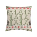 Christmas throw pillow with festive knit style Fa La La print and cute reindeer pattern. - 45*45cm (Without Core) / PE20452P-1