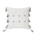 Boho tufted throw pillow cover with grey tassels and geometric embroidery for sofa decor. - PE20074E-2