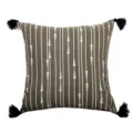 Farmhouse decorative cushion cover with black tassels and modern minimalist vertical stripe print. - 45*45cm (Without Core) / PE20148P-1