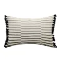 Modern farmhouse striped throw pillow cover with black tassels, elegant sofa lumbar cushion. - PE20151P-1A