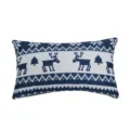 Christmas knitted throw pillow cover with Nordic reindeer pattern, cozy sofa cushion case. - 30*50cm (Without Core) / Blue and White (PE20458P-2)