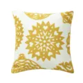 White throw pillow cover with yellow embroidered mandala geometric pattern for home sofa bedroom - PE5383E-1