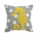 Nordic marine style throw pillow cover with yellow seahorse and white dot tufting design. - 45x45cm / Seahorse Style