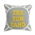 Nordic marine style throw pillow cover featuring tufted yellow letters and cute sun design. - 45x45cm / Letter Style