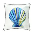 Dekorative quadratische Kissenhülle mit buntem Aquarell-Muscheldruck und schwarzer Paspel. - PE7217P-1