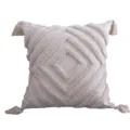 Bohemian tufted throw pillow cover with diamond pattern and tassels, cream white cotton decor. - 45x45cm / Beige