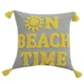 Nordic style tufted throw pillow cover with yellow tassels and beach sun embroidery. - 45x45cm / Sun Letter Tassel Style