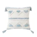 Bohemian Tufted Throw Pillow Cover Blue Geometric Cushion Case for Living Room Sofa Decor - 18x18 Inch / PE9487E-1