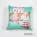 Turquoise floral throw pillow cover with inspirational love quote print for sofa home decor. - 45x45cm / PE7095P-1