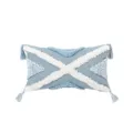 Blue bohemian tufted lumbar pillowcase with tassels, geometric long couch decorative cushion cover. - 30*50cm / PE9486E-1
