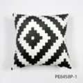 Black and white geometric cushion cover for sofa and home decoration, soft square pillow case. - 45x45cm / PE8458P-1