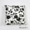Black and white floral print throw pillow cover, Nordic botanical leaf design for sofa bed 45x45 - 45x45cm / PE22023P-1