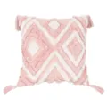 Pink bohemian tufted throw pillow cover with geometric patterns and corner tassels for sofa. - 45x45cm (Without Core) / PE23154E-1